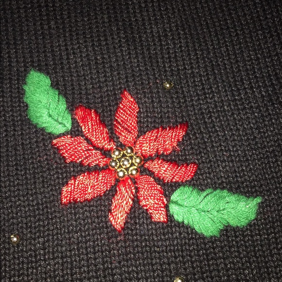 Christmas poinsettias sweater m / tall - Picture 4 of 8